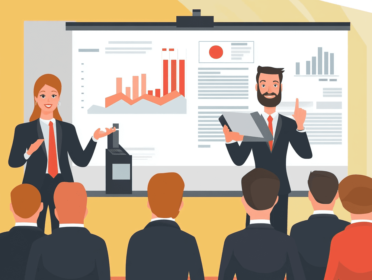 Presentation slide with excessive clipart