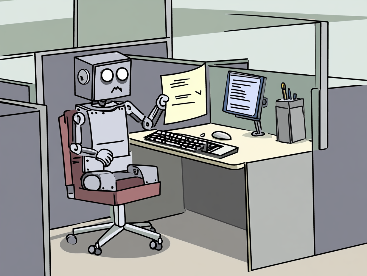 Robot writing resignation letter