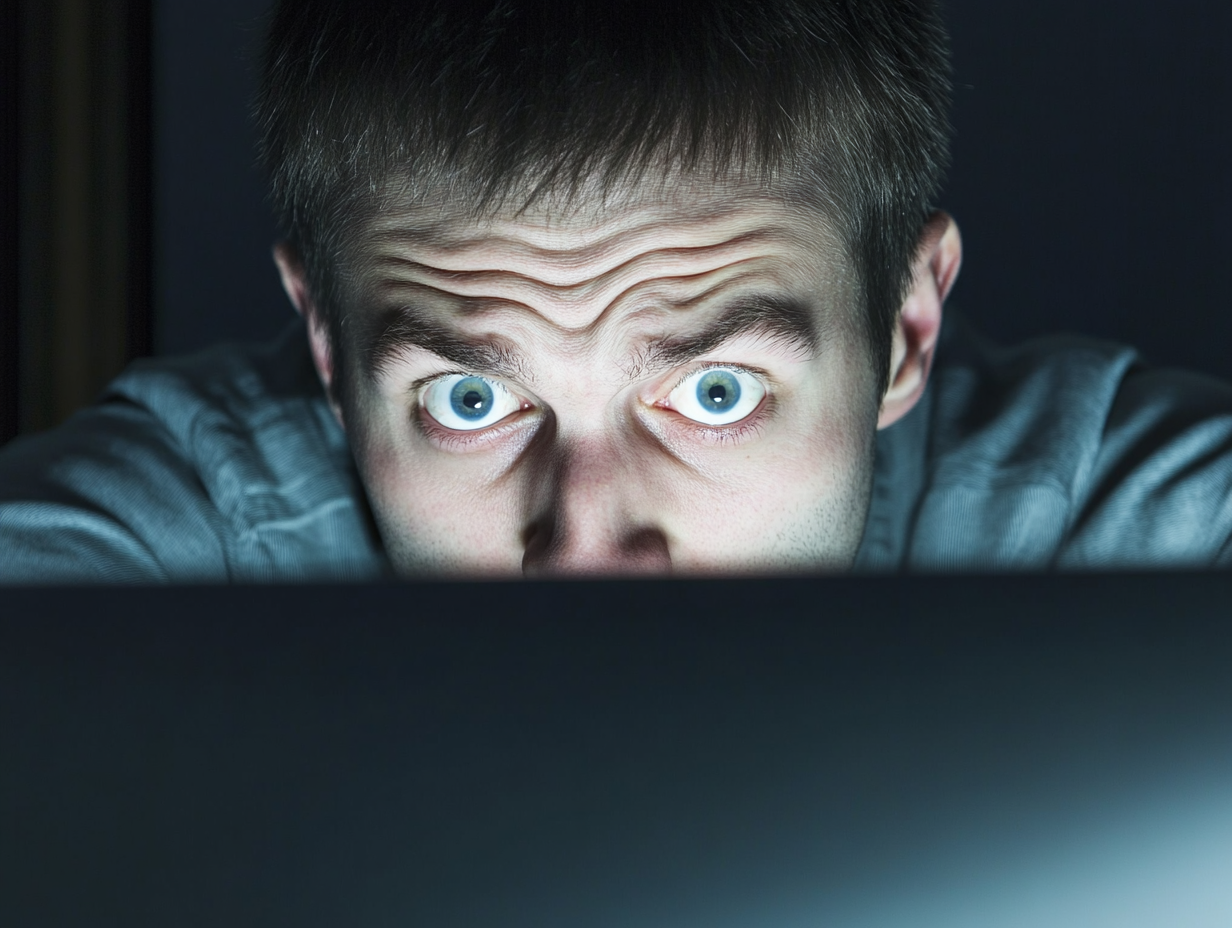 Person looking panicked at computer