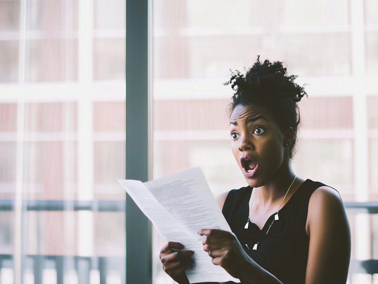 Person looking shocked at computer